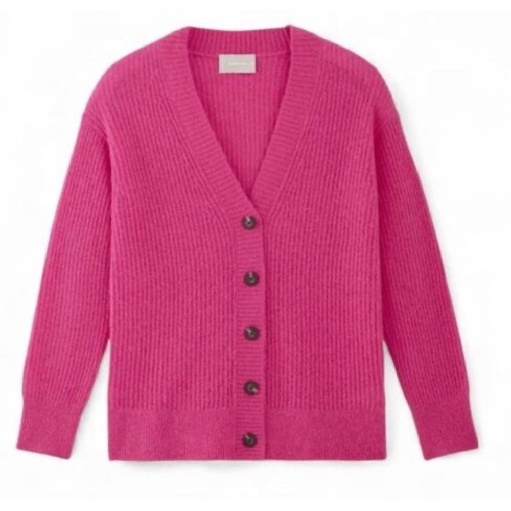 Everlane Alpaca Oversized Cardigan‎ Fuchsia Pink Button Down Sweater XXS/M Cozy